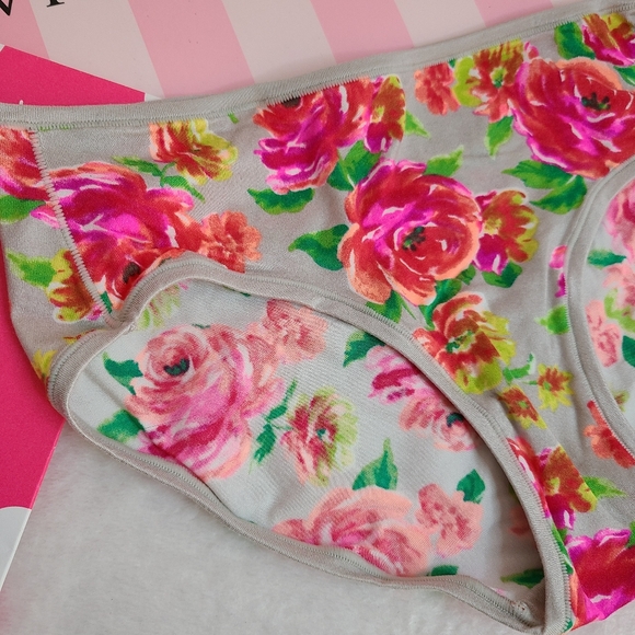 Y2K Victoria's Secret Fabulous Satin Classic Hiphugger Panty Size Sm Floral - Picture 2 of 4